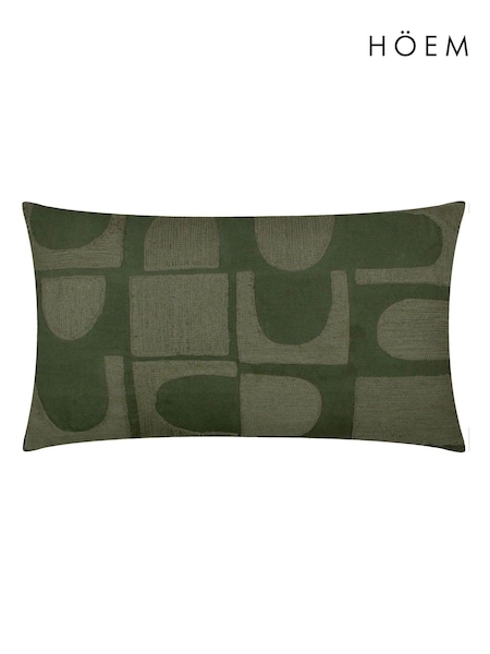 HÖEM Ivy Green Hallam Embroidered 100% Cotton Cushion (AK6757) | £20