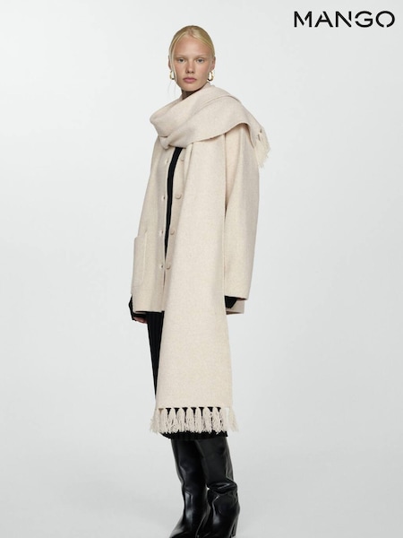 Mango Cream Coat with Scarf attached (AK6761) | £90