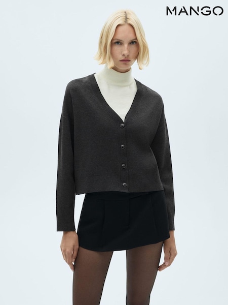 Mango Grey V-Neck Knitted Cardigan (AK6773) | £36