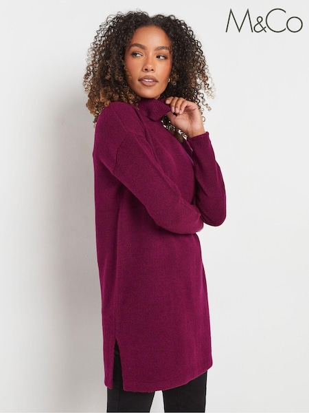 M&Co Purple Roll Neck Tunic Jumper (AK6802) | £34