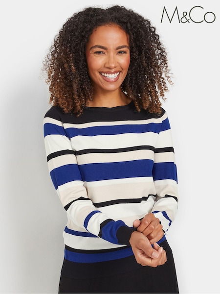 M&Co Blue Multi Stripe Jumper (AK6825) | £29