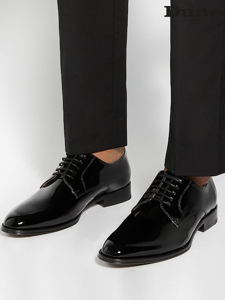 Dune London Black Salisbury Classic Derby Patent Shoes (AK6897) | £169