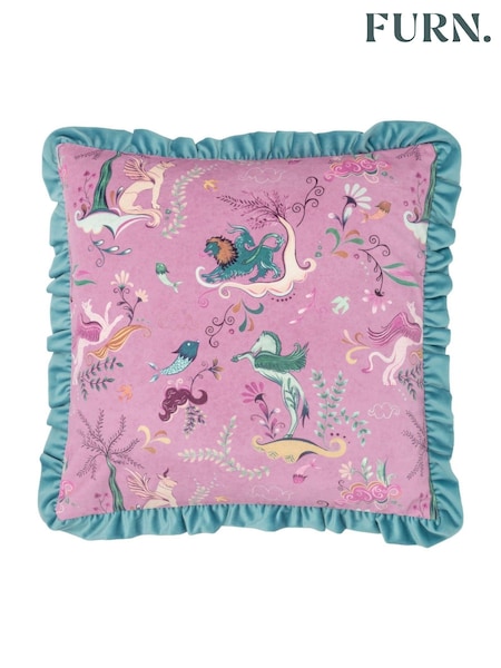 Furn Lilac or Mineral Athena Velvet Frilled Cushion (AK6943) | £19