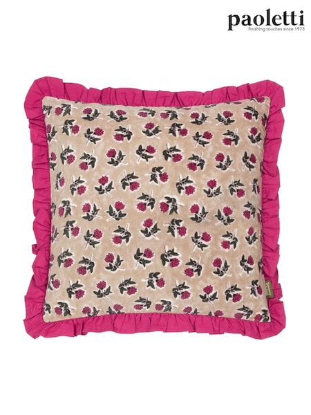 Paoletti Violet or Cerise Seventy Three Kemble Floral Frilled 100% Cotton Cushion (AK6945) | £22