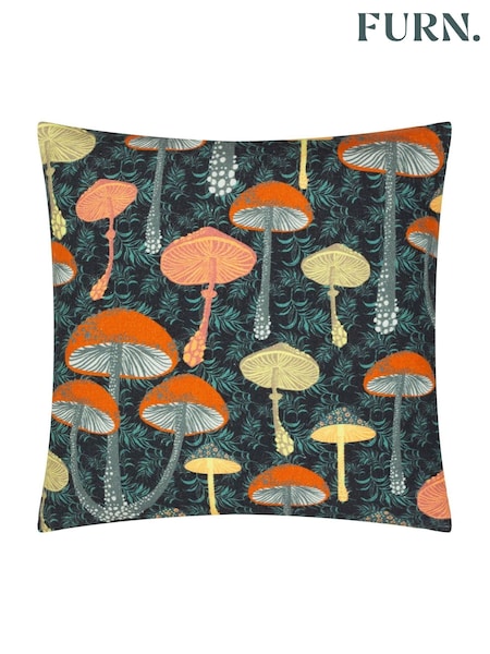 Furn Black Garett Abstract Mushroom 100% Cotton Cushion (AK6958) | £18