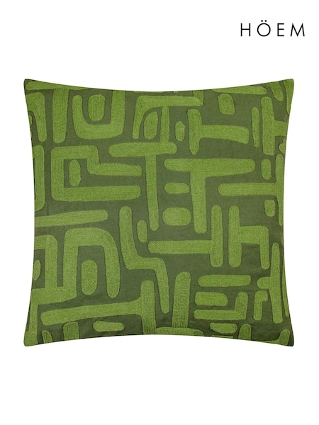 HÖEM Ivy Green Brooke Embroidered 100% Cotton Cushion (AK6965) | £22