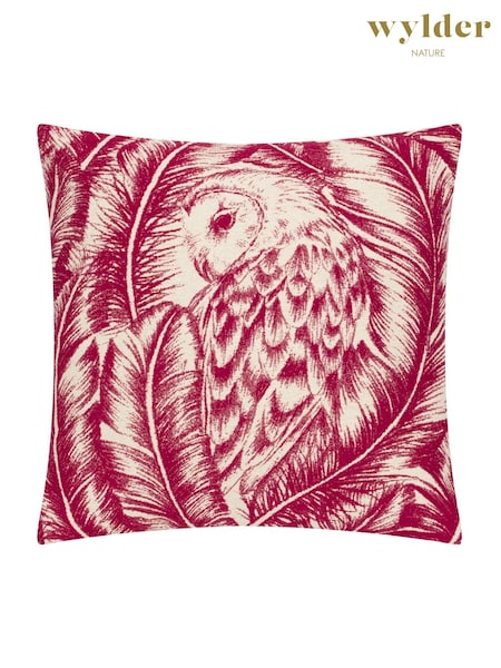 Wylder Red Wood Albus Owl Jacquard Cushion (AK6972) | £18