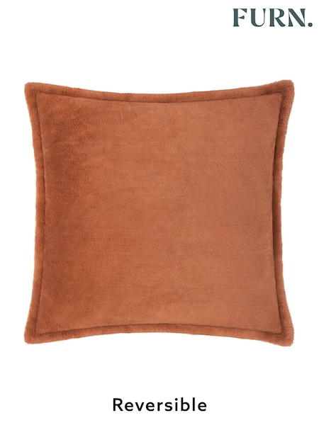 Furn Rust Kallu Reversible Faux Fur Cushion (AK6981) | £18