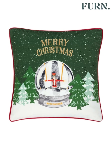 Furn Pine and Red Showtime Velvet Piped Cushion (AK6983) | £18
