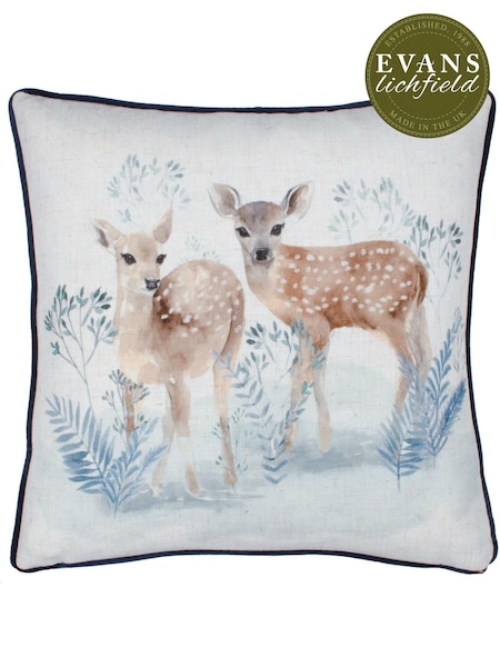 Evans Lichfield Multicolour Winter Fawns Piped Cushion (AK6990) | £20