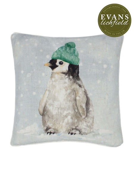 Evans Lichfield Multicolour Winter Penguin Piped Cushion (AK7011) | £17