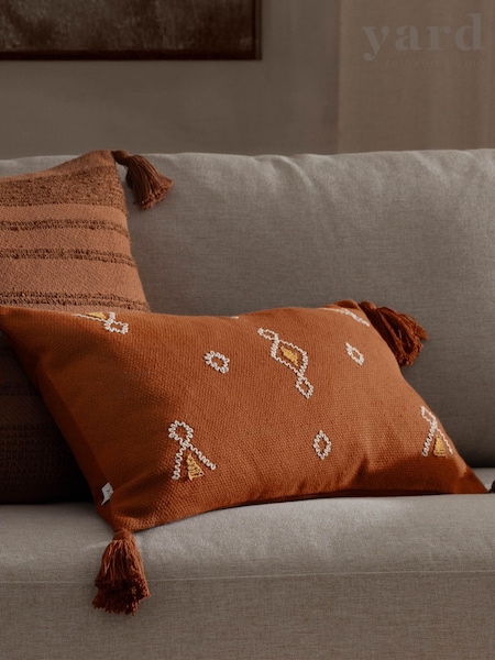 Yard Ginger Meare Geometric Embroidered Cushion (AK7017) | £17