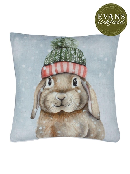 Evans Lichfield Multicolour Winter Rabbit Piped Cushion (AK7018) | £17
