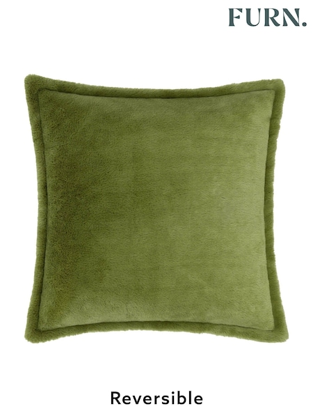 Furn Olive Kallu Reversible Faux Fur Cushion (AK7021) | £18