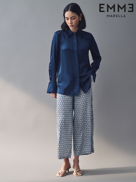 Emme Marella Blue Albi Geometric Trousers (AK7289) | £88