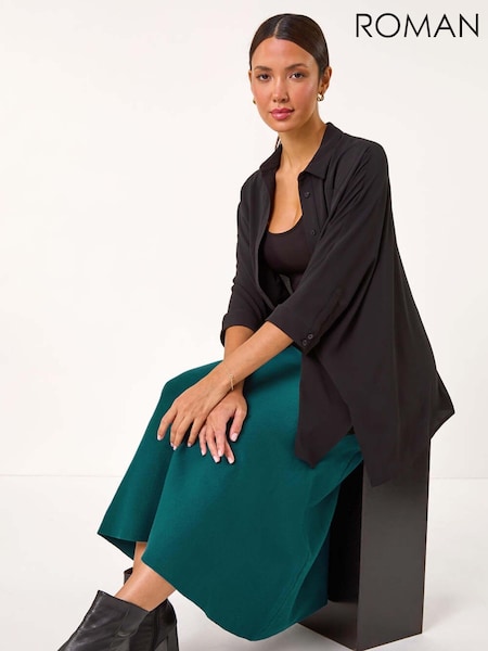 Roman Green Dark Knitted Midi Stretch Skirt (AK7481) | £35