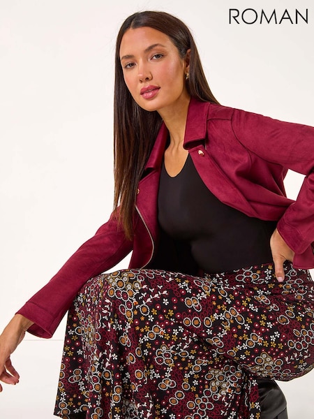 Roman Red Ditsy Floral Print Stretch Midi Skirt (AK7502) | £32