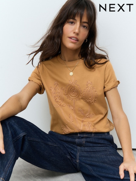 Ochre Yellow Heavyweight Short Sleeve Crew Neck T-Shirt (AK7509) | £20