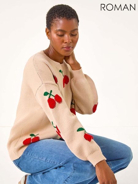 Roman Natural Cherry Patterned Jumper (AK7595) | £40