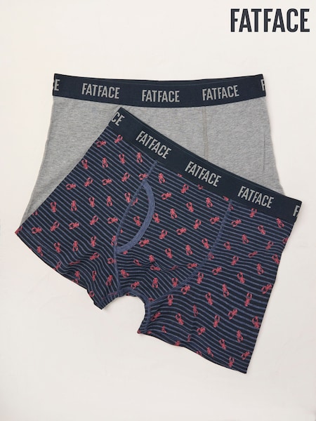 FatFace Grey & Navy Lobster Classic Boxers 2 Pack (AK7832) | £22