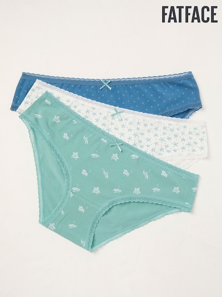 FatFace White Turtle 3 Pack Knickers (AK7855) | £18