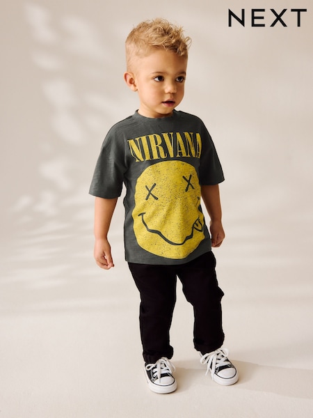 Charcoal Nirvana Band Graphic Short Sleeve T-Shirt (3mths-8yrs) (AK7897) | £9 - £11