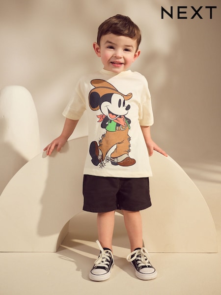 Ecru Mickey Mouse Short Sleeve T-Shirt (3mths-8yrs) (AK7902) | £9 - £11