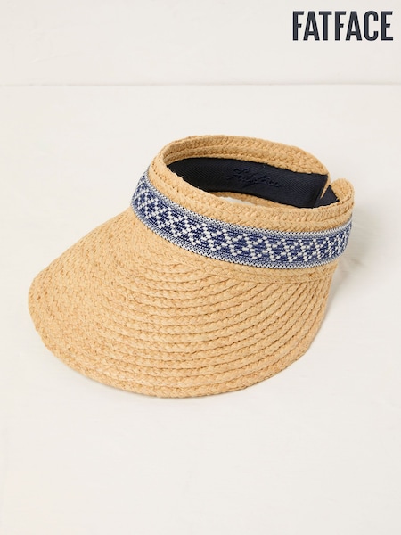 FatFace Natural Geometric Detail Straw Visor Hat (AK7922) | £20