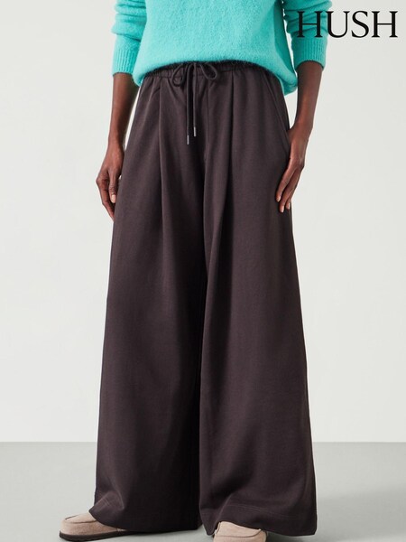 Hush Brown 100% Cotton Taylor Wide Leg Joggers (AK7982) | £25