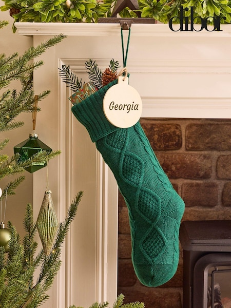 Personalised Green Cable Knit Christmas Stocking by Dibor (AK8177) | £16