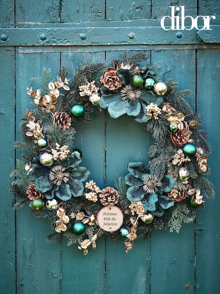 Personalised Large Highbury Luxury Christmas Wreath by Dibor (AK8179) | £58