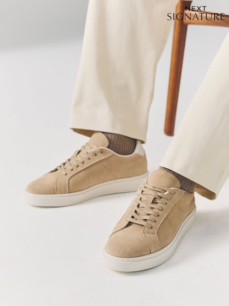 Neutral Signature Leather Trainers (AK8364) | £65