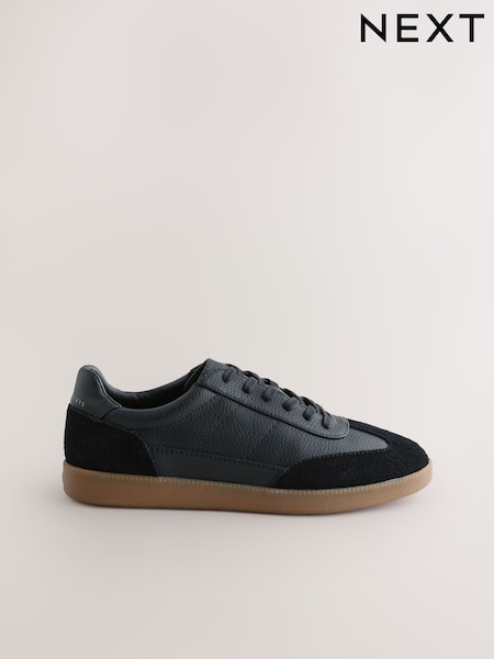 Black Smart Casual Lace-Up Trainers with Suede Trim (AK8371) | £45