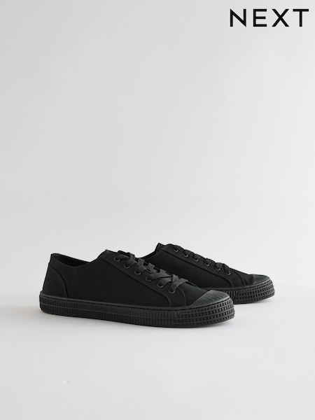 Black Canvas Trainers Shoes (AK8372) | £32