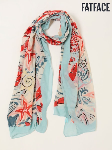 FatFace Blue Sea Scene Lightweight Scarf (AK8390) | £25