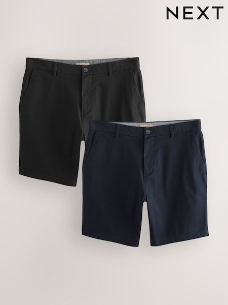 Black/Navy Straight Fit Stretch Chino Shorts 2 Pack (AK8414) | £38