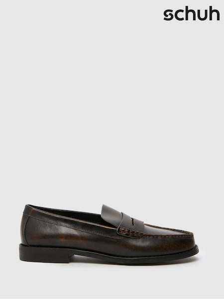 Schuh Brown Lillian Leather Penny Loafers (AK8519) | £55