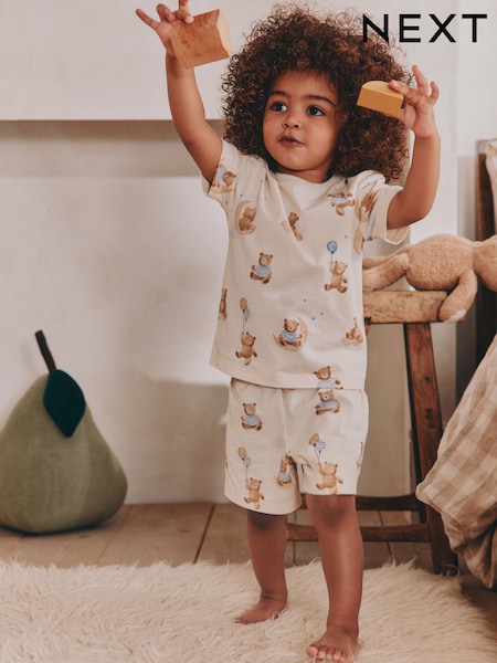 Ecru Baby Bear Single Short Pyjamas (9mths-6yrs) (AK8630) | £9 - £11