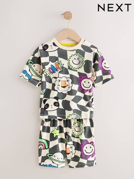 Multi Checkerboard Fluro Single Shorts Pyjamas (9mths-10yrs) (AK8631) | £9 - £12