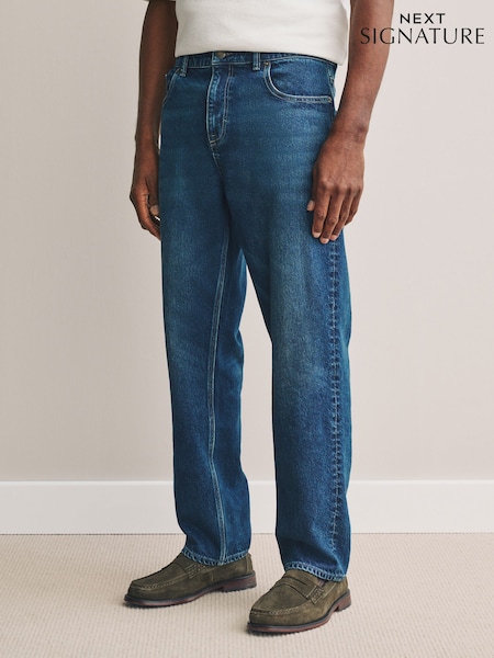 Dark Blue Straight Fit Signature Soft Touch Denim Jeans (AK8732) | £38