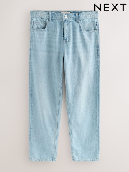 Light Blue Relaxed Fit Signature Lightweight Cotton Linen Jeans (AK8737) | £35