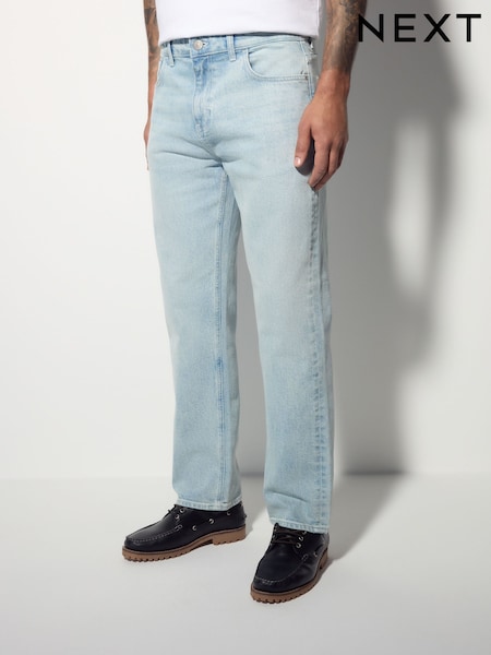 Blue Light Vintage Straight Fit Vintage Wash Denim Jeans (AK8774) | £30