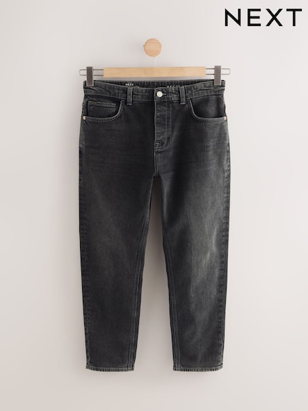 Black Regular Tapered Fit Vintage Wash Denim Jeans (AK8776) | £30