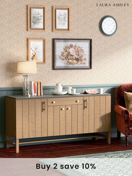 Laura Ashley Washed Oak Braystone 4 Door 1 Drawer Sideboard (AK8921) | £1,350