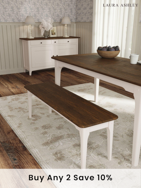 Laura Ashley Soft Truffle Dark Chestnut Hapton Dining Bench (AK8922) | £295