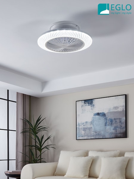 Eglo White Malinska Crystal Effect Ceiling Fan with Integrated LED (AK8938) | £243