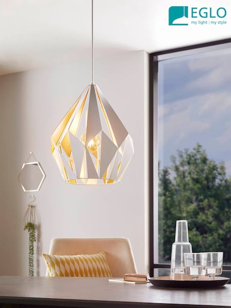 Eglo White Carlton 1 Single Pendant Ceiling Light (AK8942) | £82