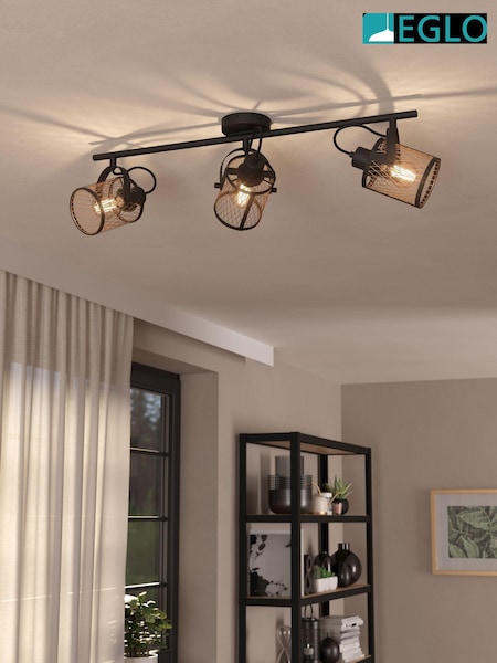 Eglo Black Dellow 3 Lattice Style Adjustable Wall or Ceiling Light (AK8965) | £99