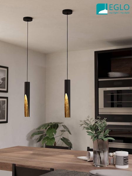 Eglo Black And Gold Barbotto Steel Modern Pendant Ceiling Light (AK8973) | £46