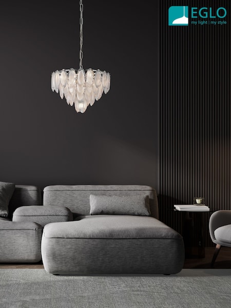 Eglo Chrome Carvario Crystal Inspired Elegant Pendant Ceiling Light (AK8975) | £450